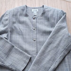 Alfred Dunner Cotton Blend Tweed Dressy Pockets Jacket Blazer Structured